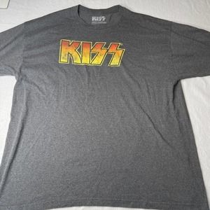 KISS logo Band T-Shirt BIG & TALL 3XLT 3XL Metal Gene Simmons gray